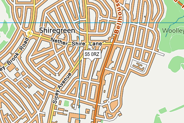 S5 0RZ map - OS VectorMap District (Ordnance Survey)