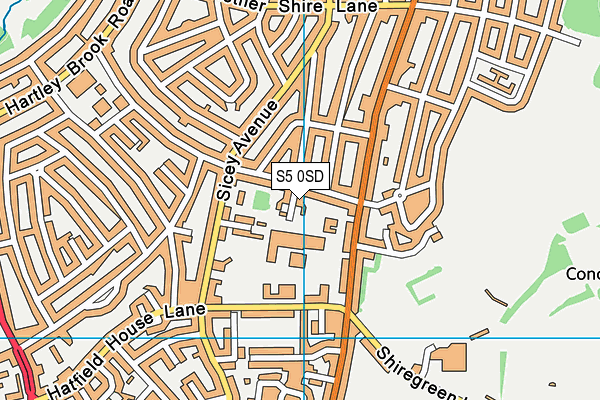 S5 0SD map - OS VectorMap District (Ordnance Survey)