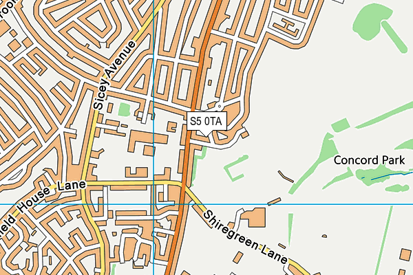 S5 0TA map - OS VectorMap District (Ordnance Survey)