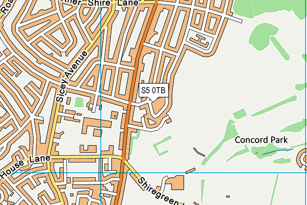S5 0TB map - OS VectorMap District (Ordnance Survey)