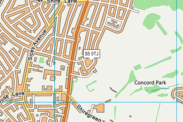 S5 0TJ map - OS VectorMap District (Ordnance Survey)