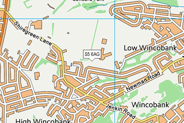S5 6AG map - OS VectorMap District (Ordnance Survey)