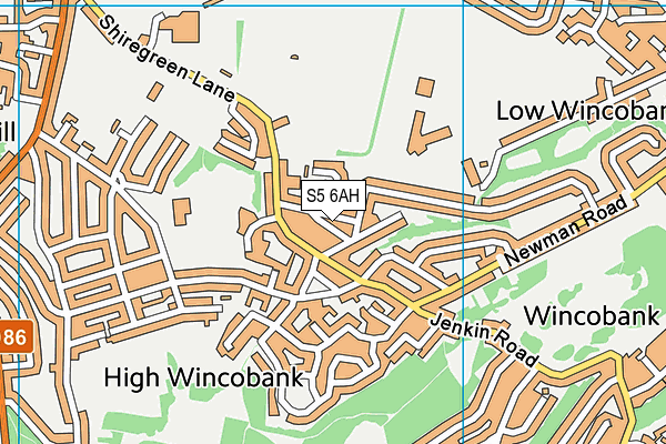 S5 6AH map - OS VectorMap District (Ordnance Survey)