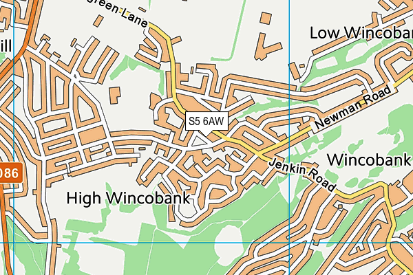 S5 6AW map - OS VectorMap District (Ordnance Survey)