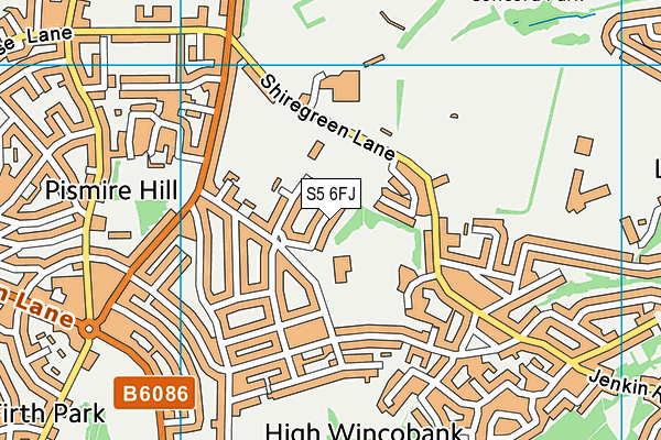 S5 6FJ map - OS VectorMap District (Ordnance Survey)