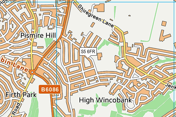 S5 6FR map - OS VectorMap District (Ordnance Survey)