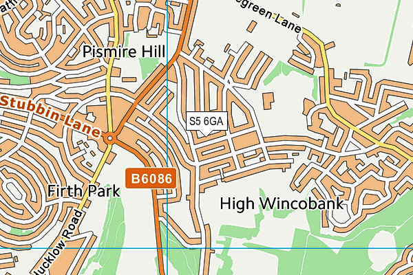 S5 6GA map - OS VectorMap District (Ordnance Survey)