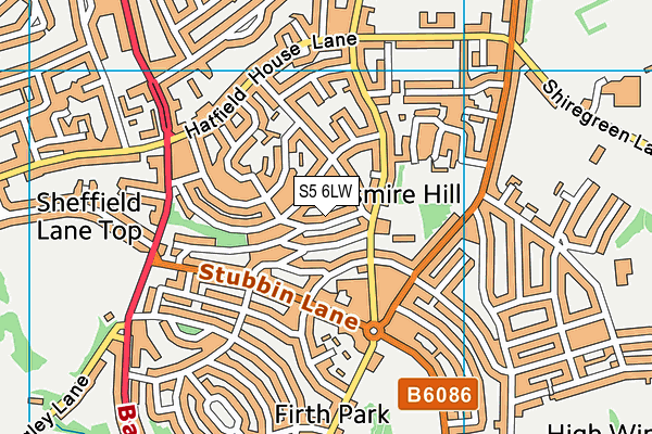 S5 6LW map - OS VectorMap District (Ordnance Survey)