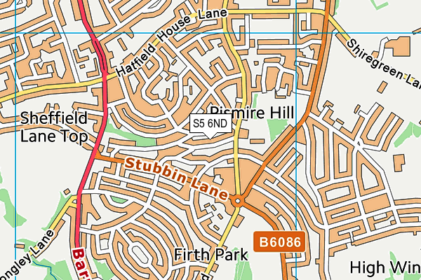 S5 6ND map - OS VectorMap District (Ordnance Survey)