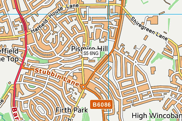 S5 6NG map - OS VectorMap District (Ordnance Survey)