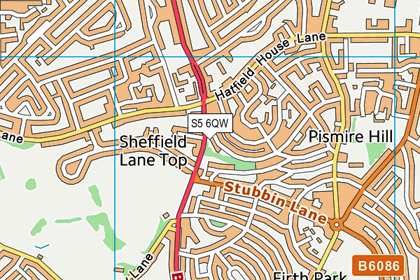 S5 6QW map - OS VectorMap District (Ordnance Survey)