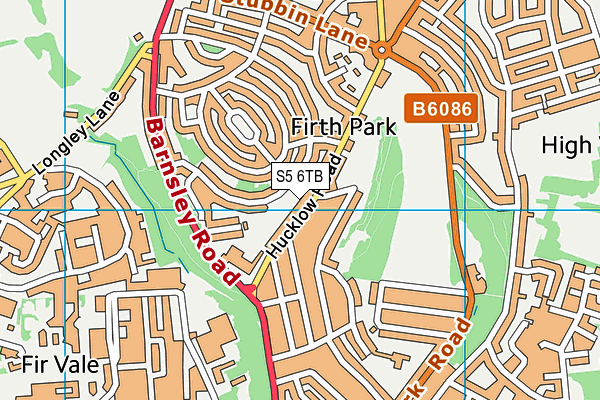 Hucklow Primary School map (S5 6TB) - OS VectorMap District (Ordnance Survey)