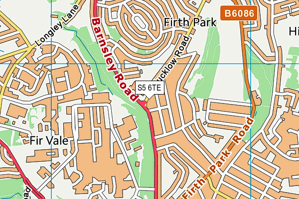 S5 6TE map - OS VectorMap District (Ordnance Survey)
