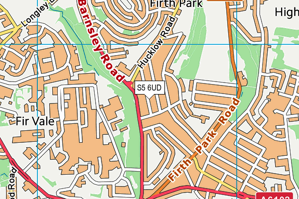S5 6UD map - OS VectorMap District (Ordnance Survey)