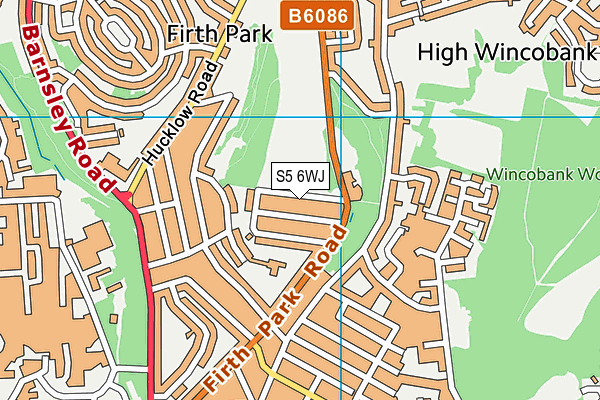 S5 6WJ map - OS VectorMap District (Ordnance Survey)