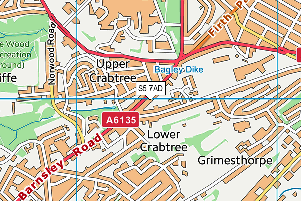 S5 7AD map - OS VectorMap District (Ordnance Survey)