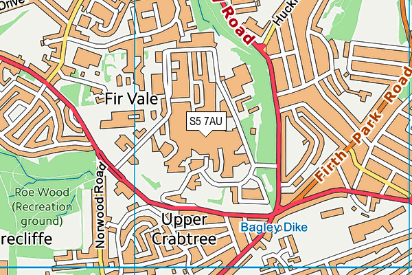 S5 7AU map - OS VectorMap District (Ordnance Survey)