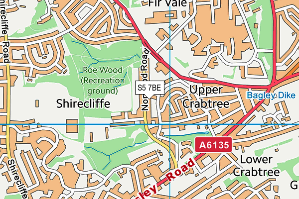 S5 7BE map - OS VectorMap District (Ordnance Survey)