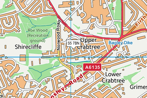 S5 7BN map - OS VectorMap District (Ordnance Survey)