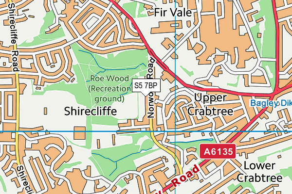 S5 7BP map - OS VectorMap District (Ordnance Survey)