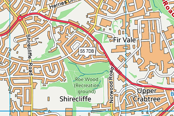 S5 7DB map - OS VectorMap District (Ordnance Survey)