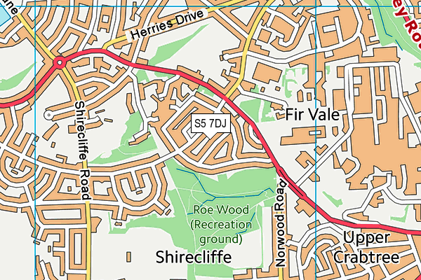 S5 7DJ map - OS VectorMap District (Ordnance Survey)