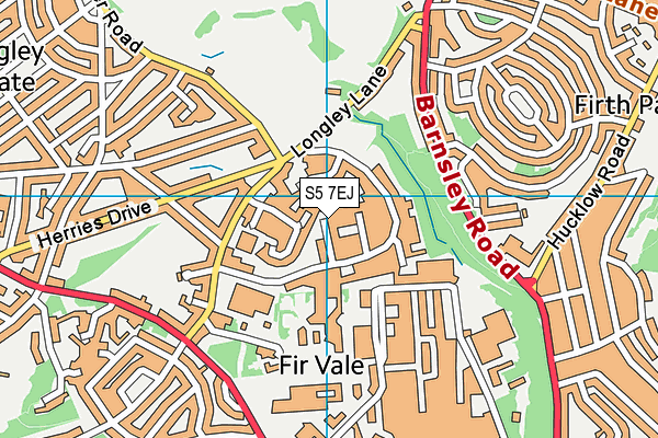 S5 7EJ map - OS VectorMap District (Ordnance Survey)