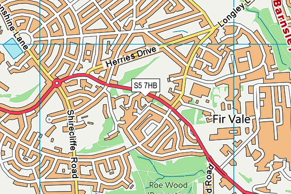 S5 7HB map - OS VectorMap District (Ordnance Survey)