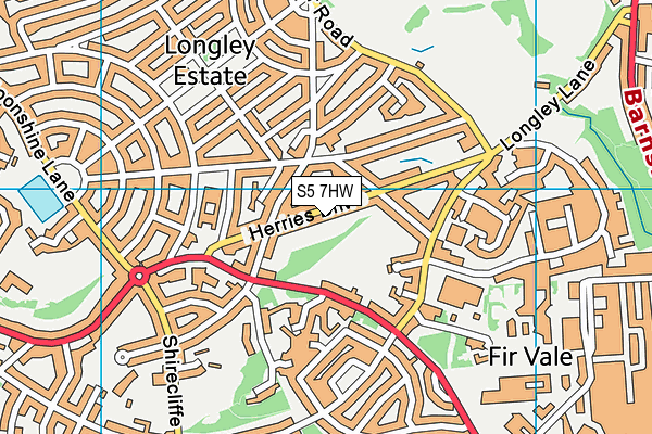 S5 7HW map - OS VectorMap District (Ordnance Survey)