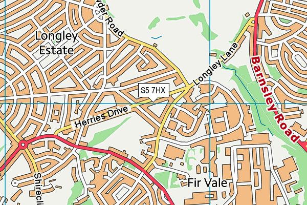 S5 7HX map - OS VectorMap District (Ordnance Survey)