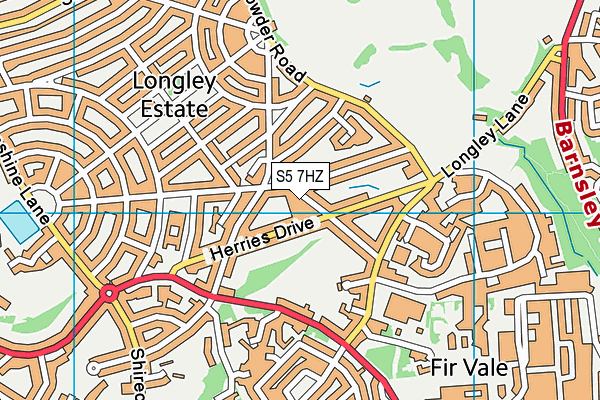 S5 7HZ map - OS VectorMap District (Ordnance Survey)