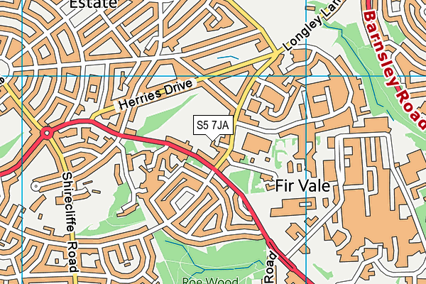 S5 7JA map - OS VectorMap District (Ordnance Survey)
