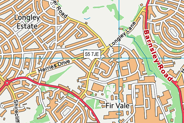 S5 7JE map - OS VectorMap District (Ordnance Survey)