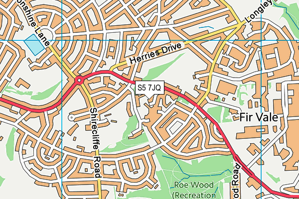 S5 7JQ map - OS VectorMap District (Ordnance Survey)