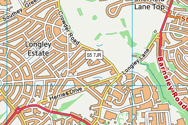 S5 7JR map - OS VectorMap District (Ordnance Survey)