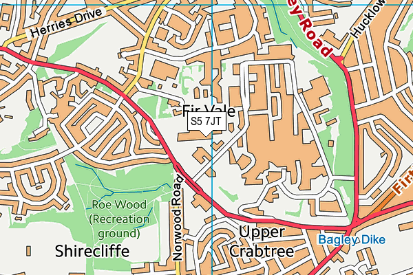 S5 7JT map - OS VectorMap District (Ordnance Survey)