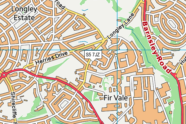 S5 7JZ map - OS VectorMap District (Ordnance Survey)