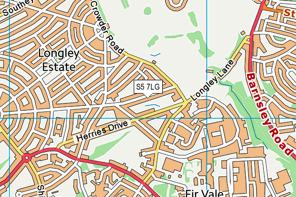 S5 7LG map - OS VectorMap District (Ordnance Survey)