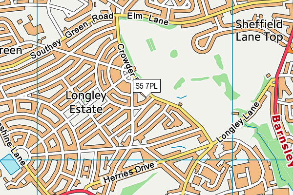 S5 7PL map - OS VectorMap District (Ordnance Survey)