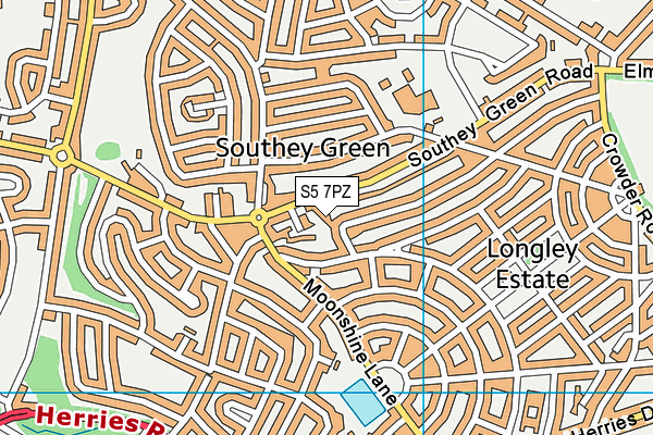 S5 7PZ map - OS VectorMap District (Ordnance Survey)