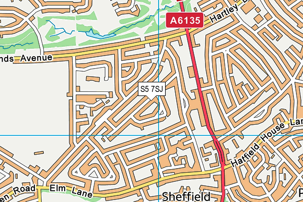 S5 7SJ map - OS VectorMap District (Ordnance Survey)