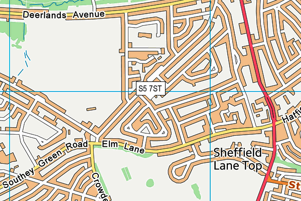 S5 7ST map - OS VectorMap District (Ordnance Survey)