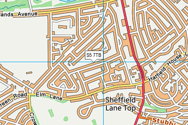 S5 7TB map - OS VectorMap District (Ordnance Survey)