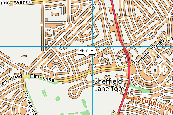 S5 7TE map - OS VectorMap District (Ordnance Survey)