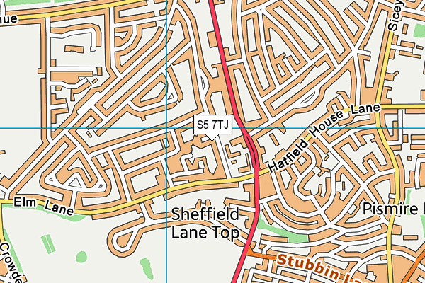 S5 7TJ map - OS VectorMap District (Ordnance Survey)