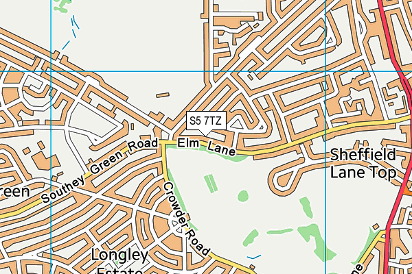 S5 7TZ map - OS VectorMap District (Ordnance Survey)