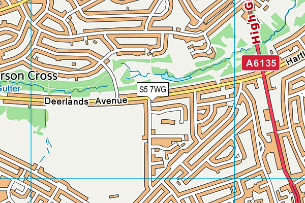 S5 7WG map - OS VectorMap District (Ordnance Survey)