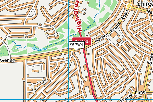 S5 7WN map - OS VectorMap District (Ordnance Survey)