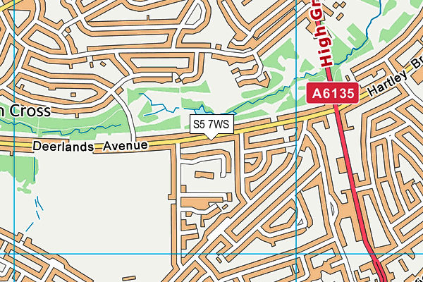 S5 7WS map - OS VectorMap District (Ordnance Survey)