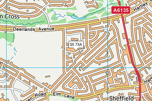 S5 7XA map - OS VectorMap District (Ordnance Survey)